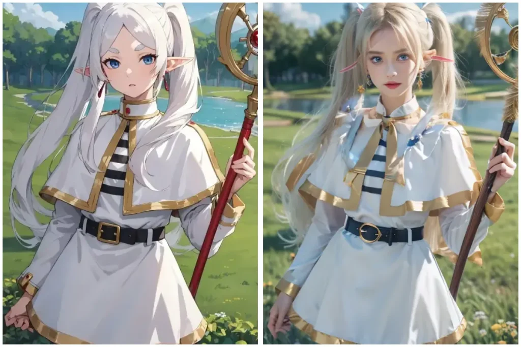 convert frieren anime art into realistic image