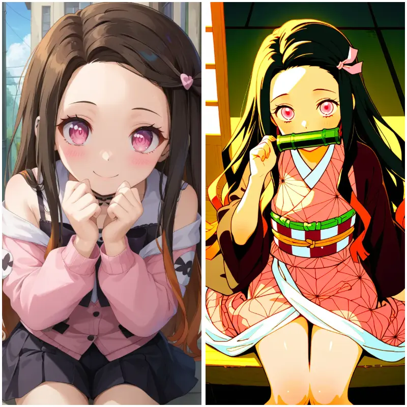 two different image style of Nezuko