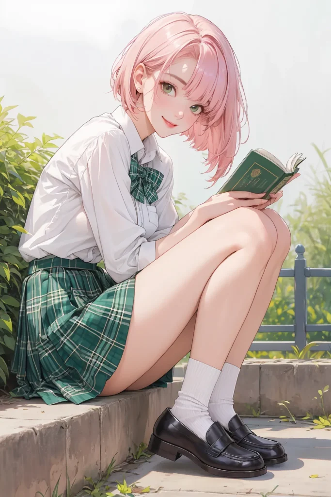 A girl is reading a book