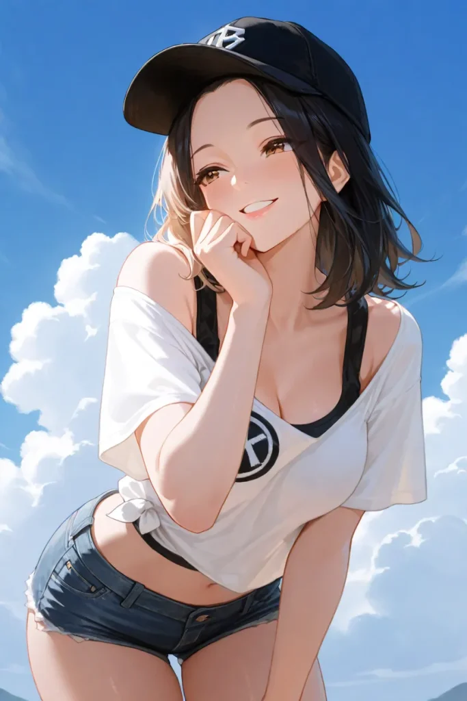 Sporty bishoujo posing for a photo