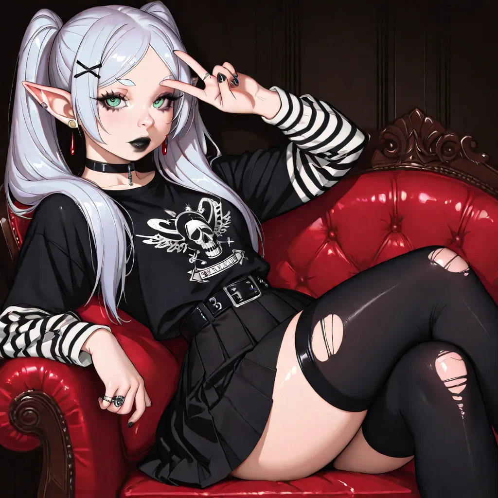 Frieren with gothic style outfit