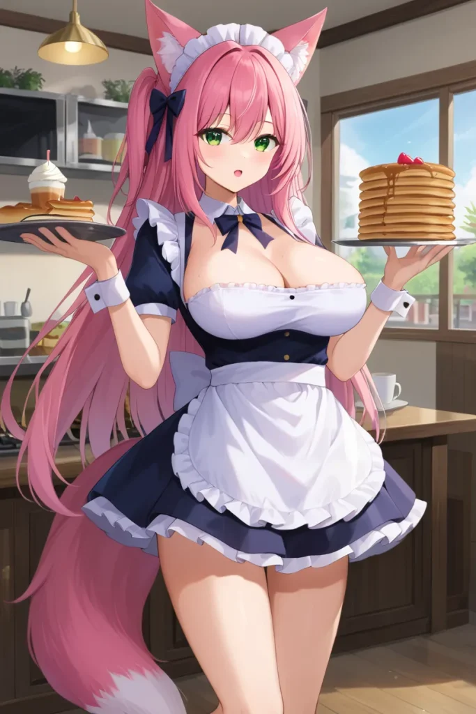 AI-generated catgirl maid illustration