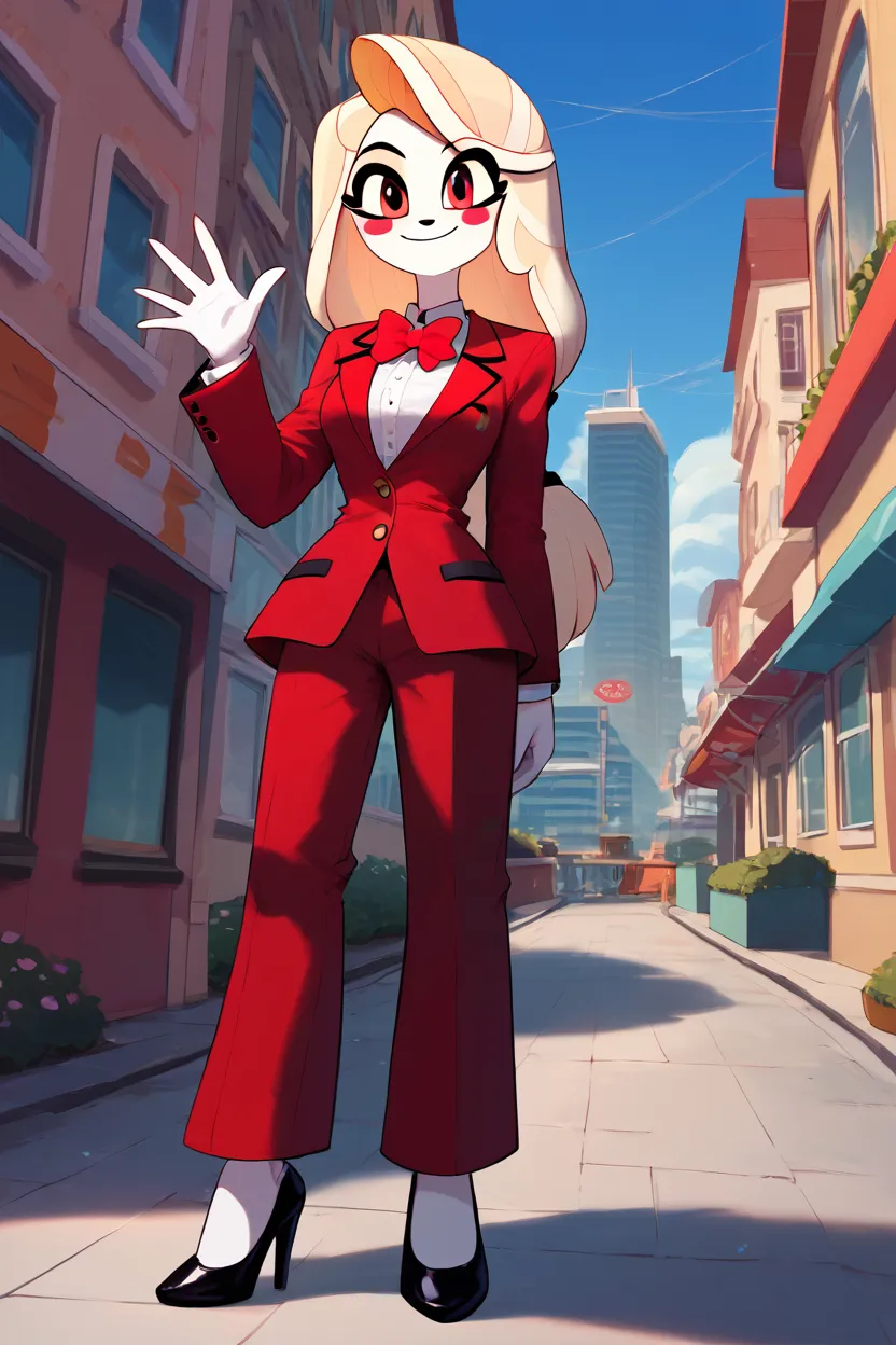 Hazbin Hotel OC in cartoon style: Charlie Morningstar