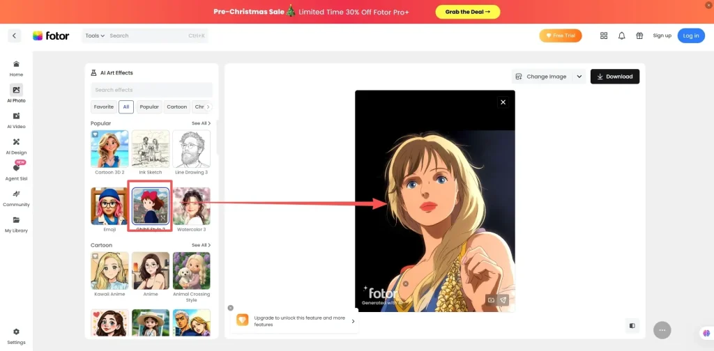 Fotor photo to anime conversion result