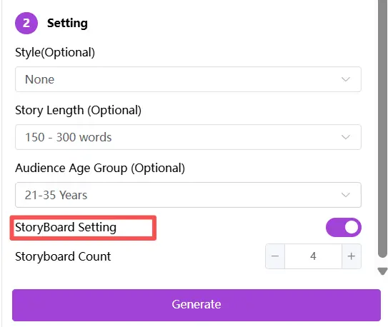 Setting of AI Story Generator