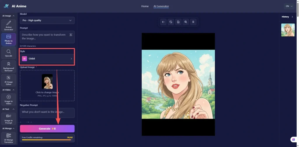 aianime.io photo to anime conversion result