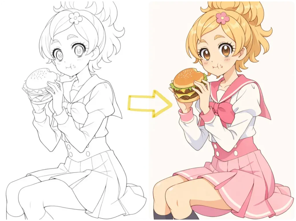 line art to Softer Cel-Shaded style