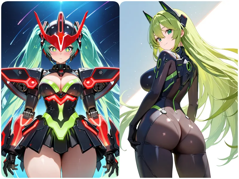 three AI-made cyberpunk character