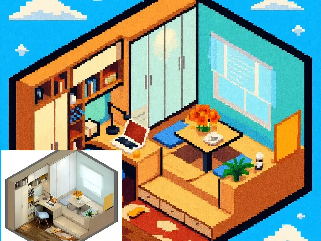 Pixel-Style Isometric Rooms